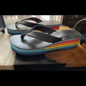 Rainbow “rainbow” flip flops